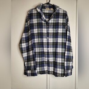 L.L. Bean Navy, White & Olive Plaid Button-Down Shirt